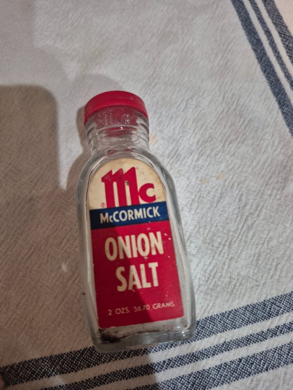 Original McCormick onion salt glass container